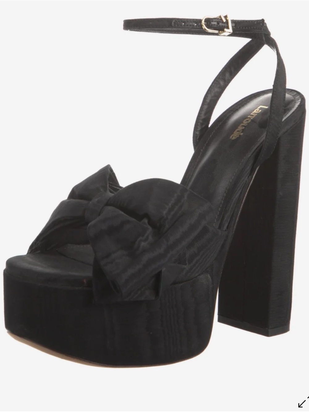 Larroude Elle Ankle Strap Platform Sandal Black Bow platform Heels size 7